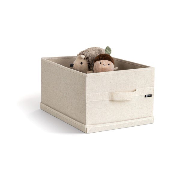 Béžový látkový úložný box s víkem 31x41x22 cm Soft Storage Medium – Bigso-image-4
