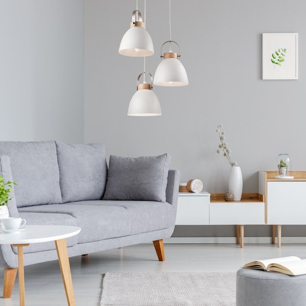 Bílé závěsné svítidlo s kovovým stínidlem ø 37 cm Danielle – LAMKUR-image-1