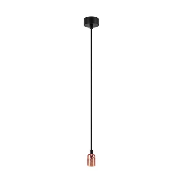 Černé zásvěsné svítidlo bez stínidla s objímkou v měděné barvě Sotto Luce Uno