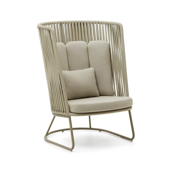 Zelené kovové zahradní křeslo Saconca – Kave Home-image-3