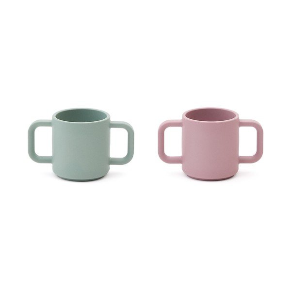 Světle růžové/tyrkysové silikonové dětské hrnky v sadě 2 ks Lili – Kave Home