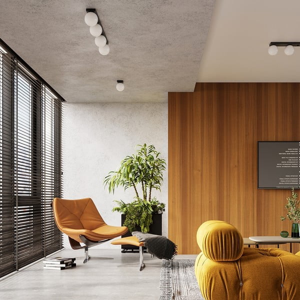 Černé stropní svítidlo se skleněným stínidlem ø 12 cm Umerta – Sollux-image-1