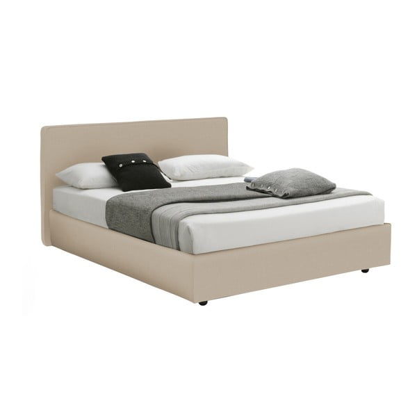 Krémová jednolůžková postel s úložným prostorem a matrací 13Casa Ninfea, 120 x 190 cm
