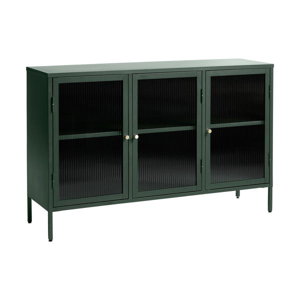 Zelená kovová vitrína Unique Furniture Bronco, výška 85 cm-image-2