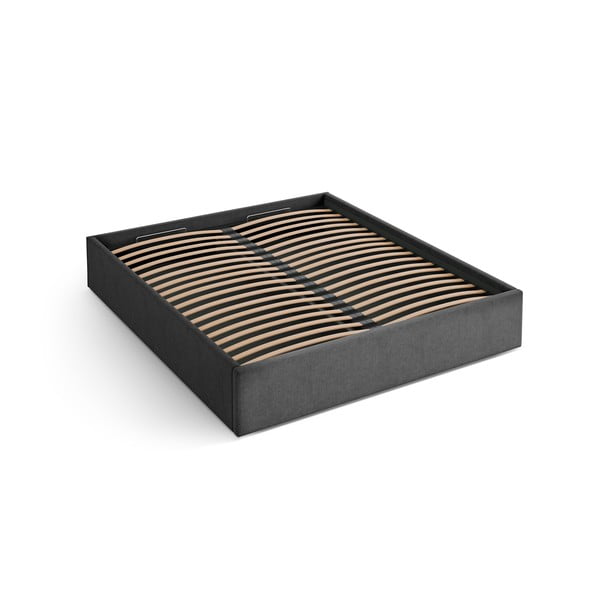 Antracitová čalouněná dvoulůžková postel s úložným prostorem/bez čela s roštem 180x200 cm Susan – Micadoni 