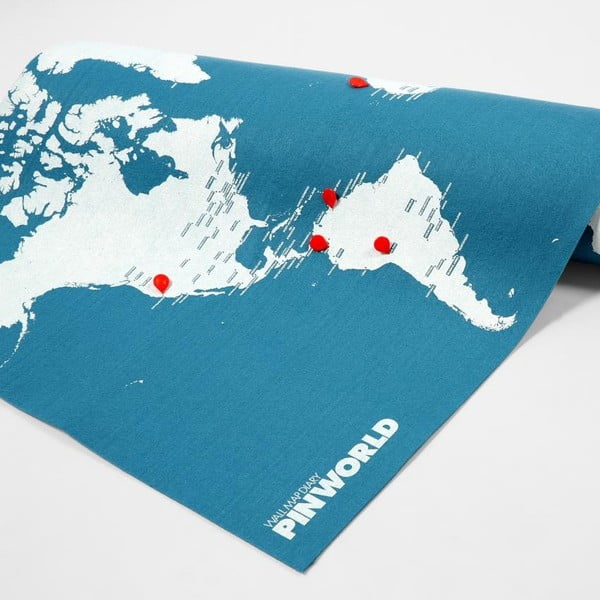Modrá nástěnná mapa světa Palomar Pin World Mini, 77 x 48 cm-image-1