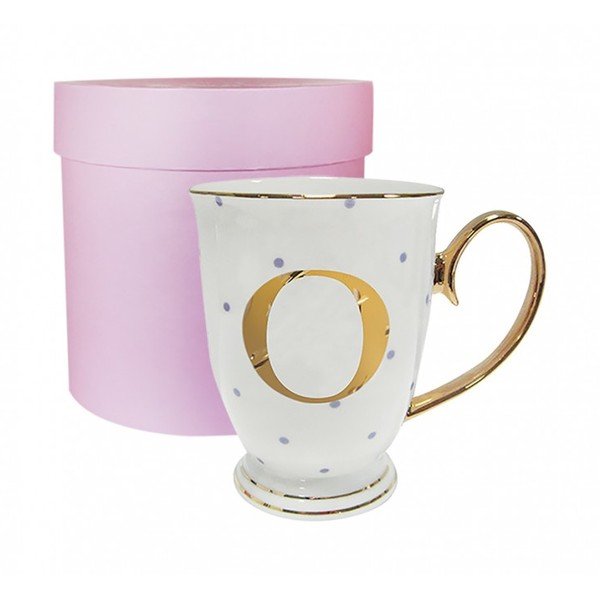 Písmenkový
  hrnek O s fialovými puntíky