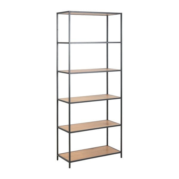 Regál v dekoru dubu v černo-přírodní barvě 77x185 cm Seaford – Actona-image-1