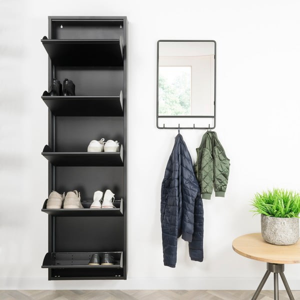 Černý kovový výklopný botník 50x169x15 cm Billy – Spinder Design-image-1