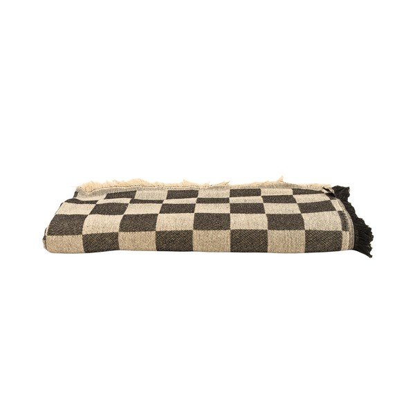 Černo-béžový přehoz na dvoulůžko 240x240 cm Black Checkerboard – Really Nice Things-image-2