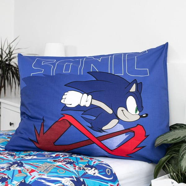 Modré bavlněné dětské povlečení na jednolůžko 140x200 cm Sonic "Let´s go" – Jerry Fabrics-image-3