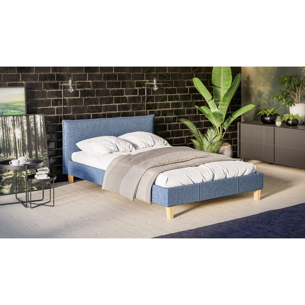 Modrá čalouněná dvoulůžková postel s roštem 140x200 cm Tina – Ropez-image-2