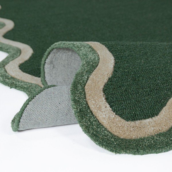 Tmavě zelený ručně tkaný koberec s příměsí vlny 120x170 cm Rivo Wool – Flair Rugs-image-3