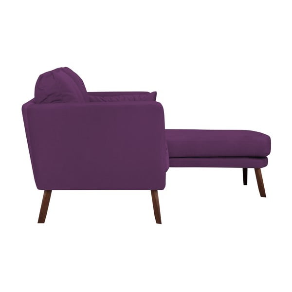 Tmavě fialová třímístná pohovka Mazzini Sofas Elena, s lenoškou na pravém rohu-image-3