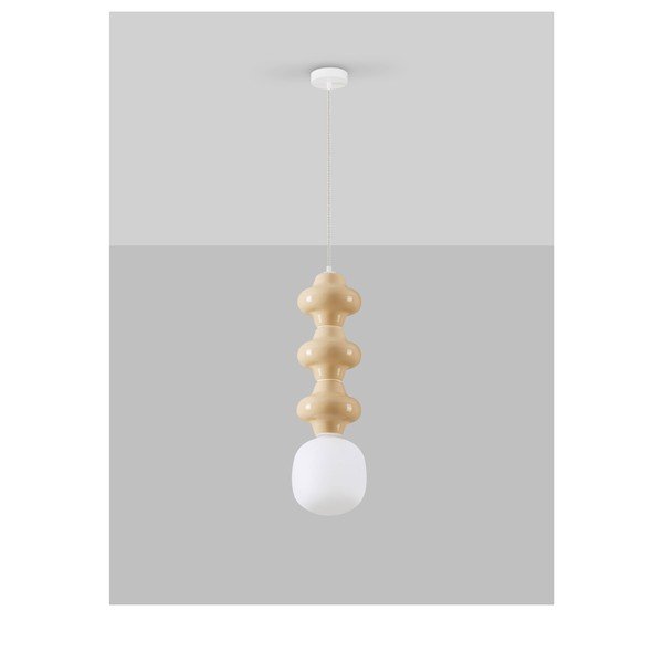 Bílé/krémové keramické závěsné svítidlo se skleněným stínidlem ø 18 cm Clio – Nova Luce-image-3