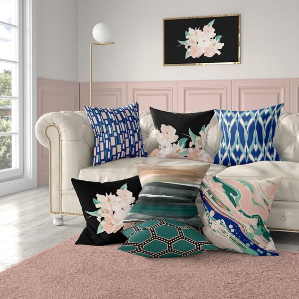 Modro-růžový povlak na polštář Mike & Co. NEW YORK Honey Artsy, 43 x 43 cm-image-1