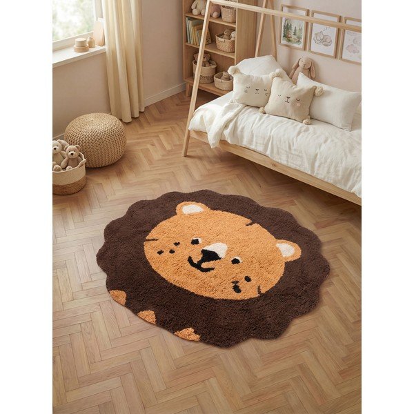 Oranžový/hnědý pratelný/ručně tkaný bavlněný dětský koberec 112x120 cm Snuggle Lea – Hanse Home-image-1