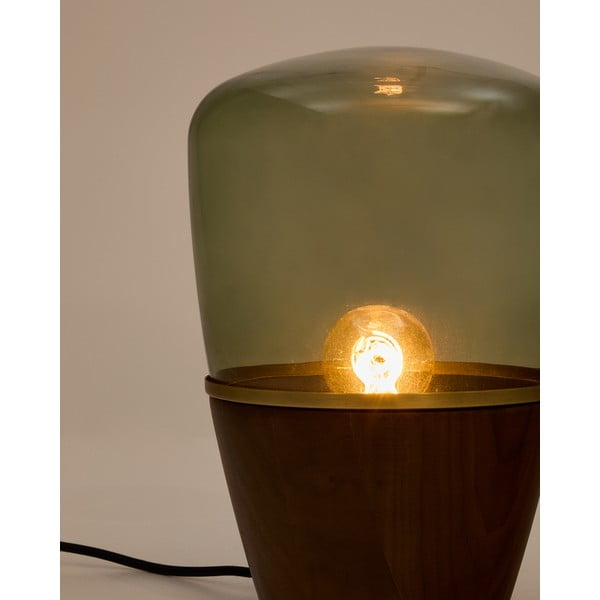Zelená/v tmavě přírodní barvě stolní lampa se skleněným stínidlem (výška 30 cm) Silex – Kave Home-image-3