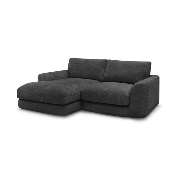 Černá žinylková rohová pohovka (levý roh/s lenoškou) Leonore – Bobochic Paris