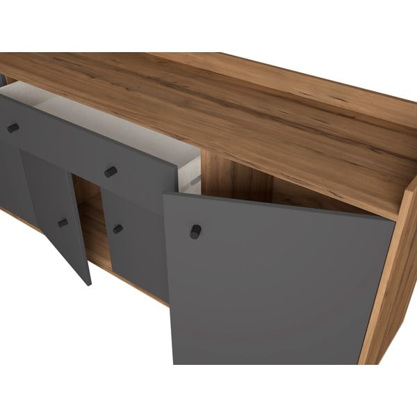 Šedá nízká komoda v dekoru ořechu 180x84 cm Malta - Marckeric-image-4