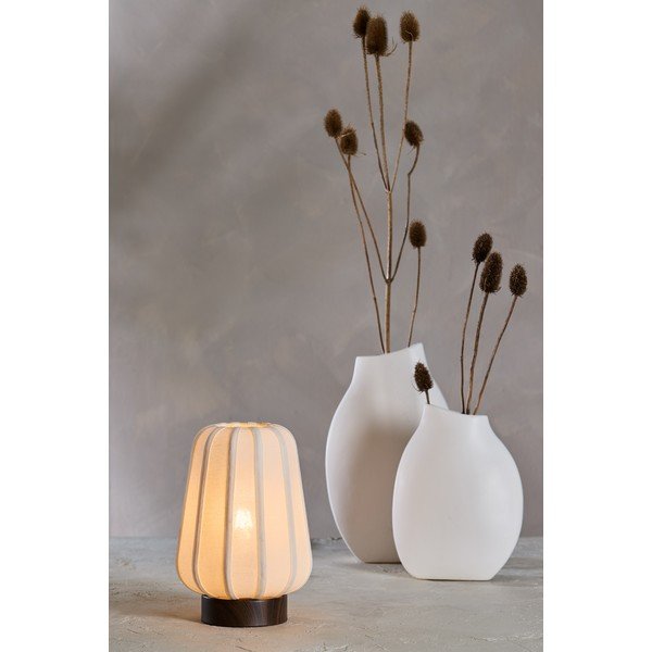 Bílá kovová stolní lampa s textilním stínidlem (výška 29 cm) Bibia – Light & Living-image-1