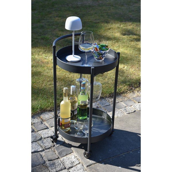 Kovový kulatý zahradní servírovací stolek ø 40 cm Calla – Garden Pleasure-image-1