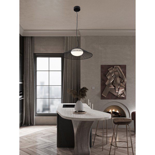 Matně černé kovové LED závěsné svítidlo se skleněným stínidlem ø 50 cm Brume – Nova Luce-image-1
