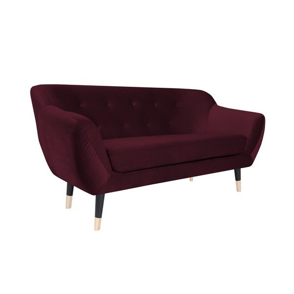 Vínově červená pohovka s černými nohami Mazzini Sofas Amelie, 158 cm-image-2
