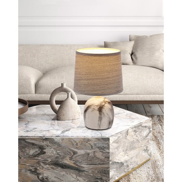 Světle šedá stolní lampa s textilním stínidlem (výška 25 cm) Adelina – Candellux Lighting-image-1