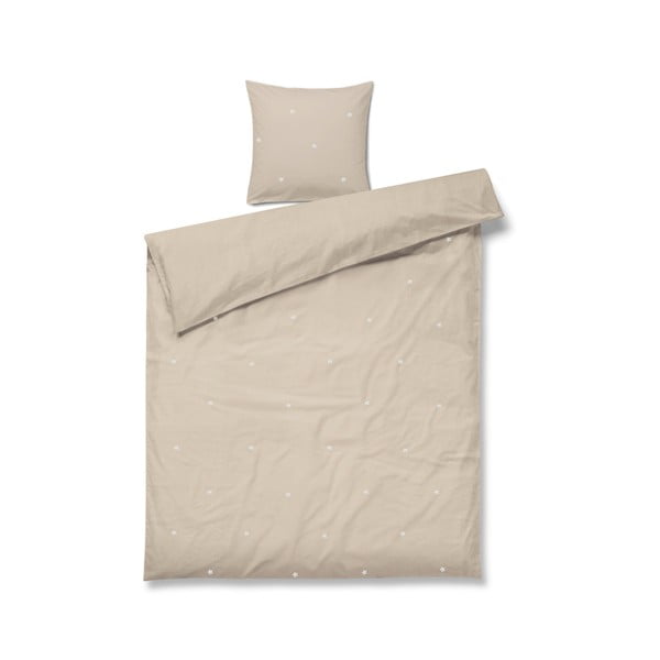 Béžové povlečení na jednolůžko z bavlněného perkálu 140x200 cm Daisy – JUNA