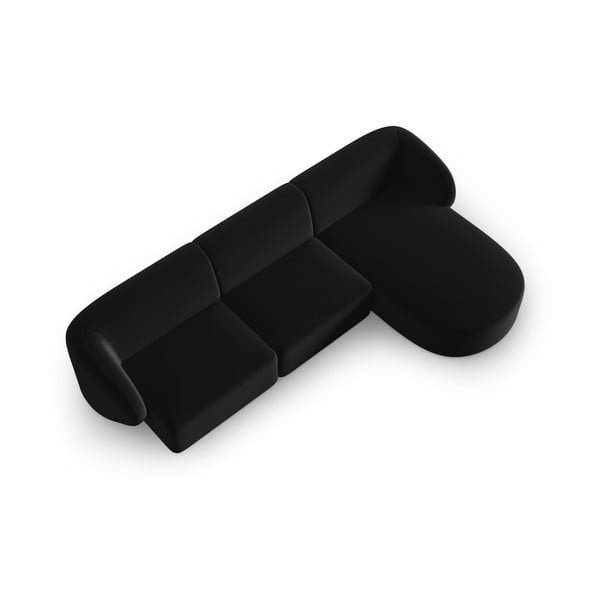 Černá sametová rohová pohovka (pravý roh/s lenoškou) Paolo – Milo Casa-image-2