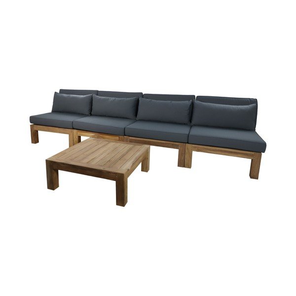 Šedý zahradní lounge set z teakového dřeva pro 4 osoby Aruba - HSM collection
