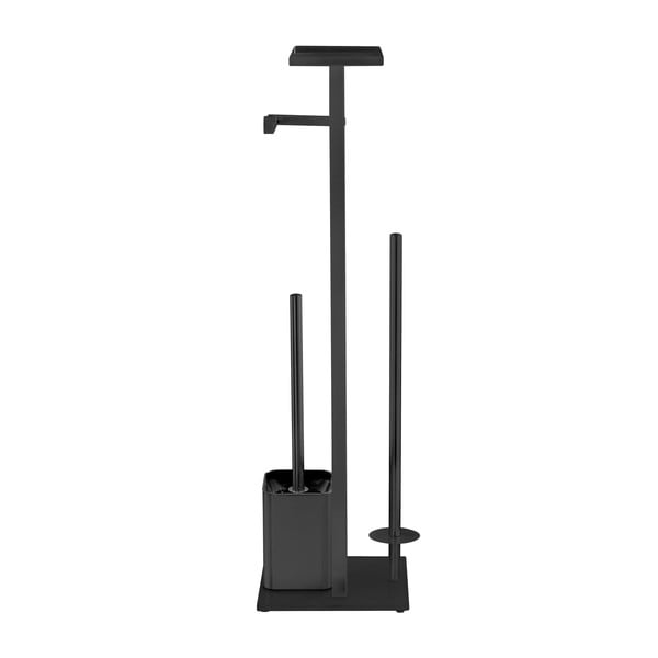 Černý stojan na toaletní papír se štětkou z nerezové oceli Debar – Wenko-image-4