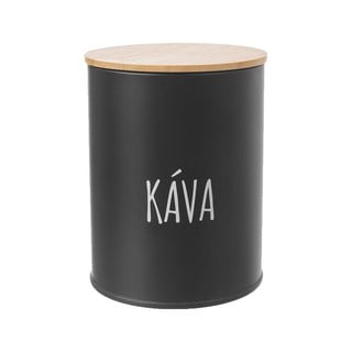 Černá plechová dóza na kávu s bambusovým víkem Orion, objem 750 ml