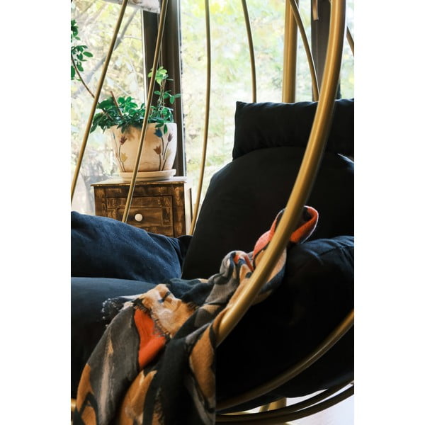 Závěsné zahradní křeslo v černo-zlaté barvě Damla – Floriane Garden-image-1