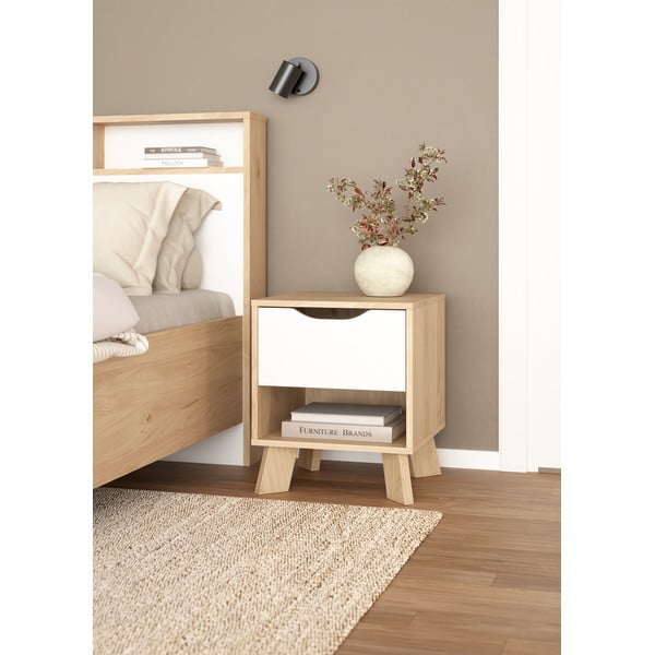 Bílý/v přírodní barvě noční stolek Ikast – Tvilum-image-3