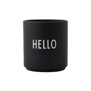 Černý porcelánový hrnek Design Letters Favourite Hello