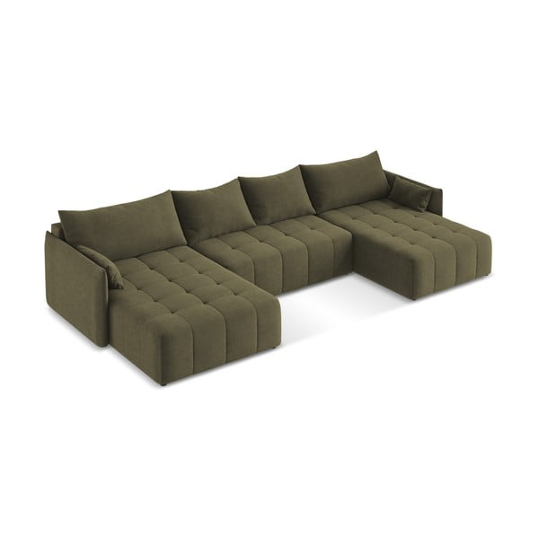 Khaki rozkládací/s úložným prostorem rohová pohovka (do "U") Moku – Makamii-image-2
