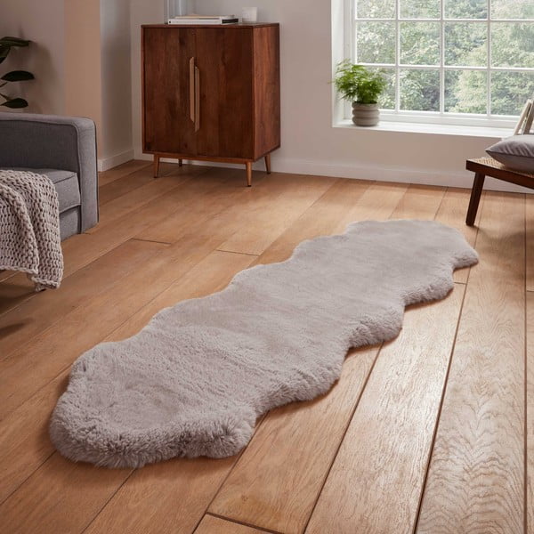 Světle šedý syntetický běhoun 60x180 cm Super Teddy – Think Rugs-image-1