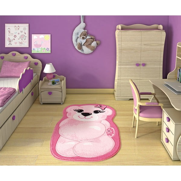Dětský koberec Pretty Bear Pink, 80x127 cm