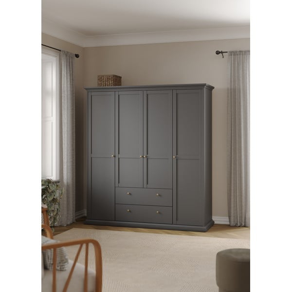 Šedá šatní skříň 181x201 cm Paris – Tvilum-image-1
