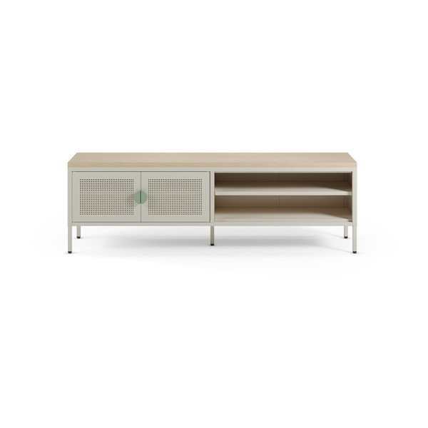 Krémový/v přírodní barvě kovový TV stolek 160x50x35 cm Sayla – Marckeric