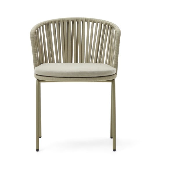 Béžová kovová zahradní židle Saconca – Kave Home-image-2