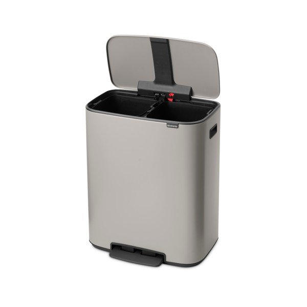 Světle šedý ocelový odpadkový koš 2x30 l na tříděný odpad/nášlapný Bo – Brabantia
