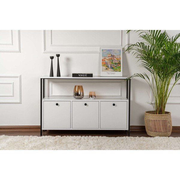 Bílý matný konzolový stolek 29,5x120 cm Solace – Kalune Design-image-4