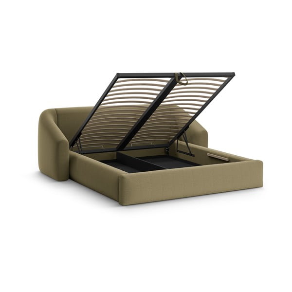 Zelená čalouněná dvoulůžková postel s úložným prostorem s roštem 140x200 cm Campi – Cosmopolitan Design-image-2