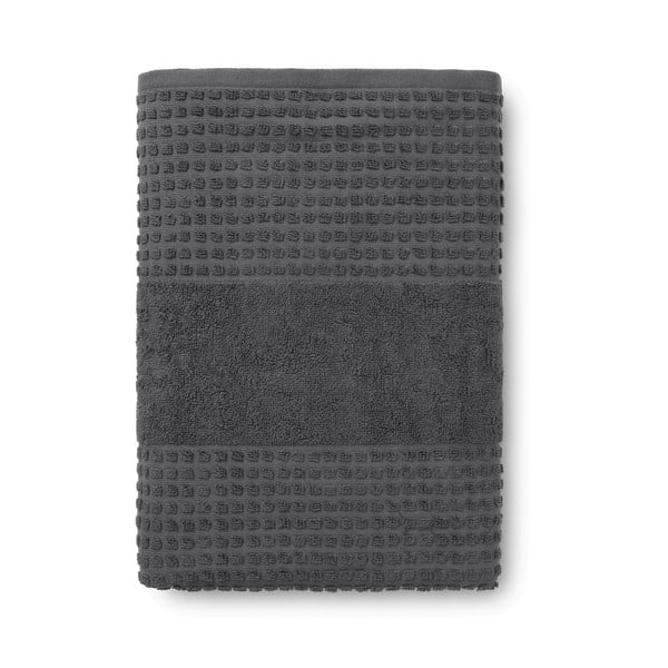 Tmavě šedá froté osuška z Bio bavlny 70x140 cm Check – JUNA