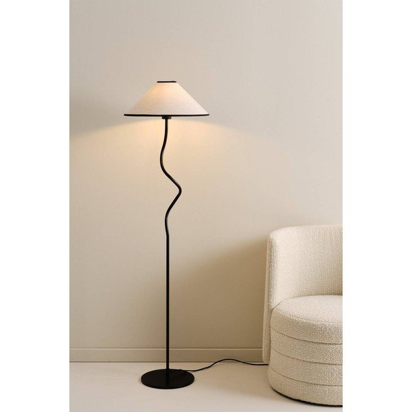 Bílá/černá látková stmívatelná stojací lampa (výška 148 cm) Juliet – Jotex-image-1