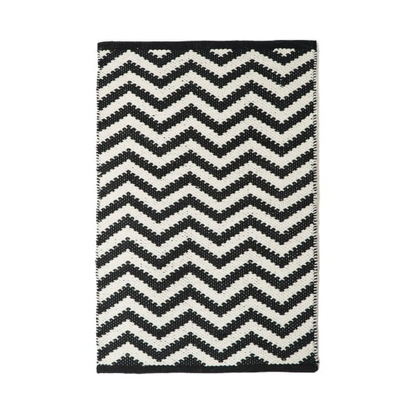 Černobílý koberec TJ Serra Zigzag, 60 x 90 cm