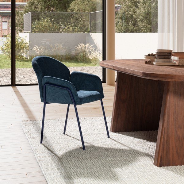 Modrá čalouněná jídelní křesla v sadě 2 ks Aslin – MOME-image-2